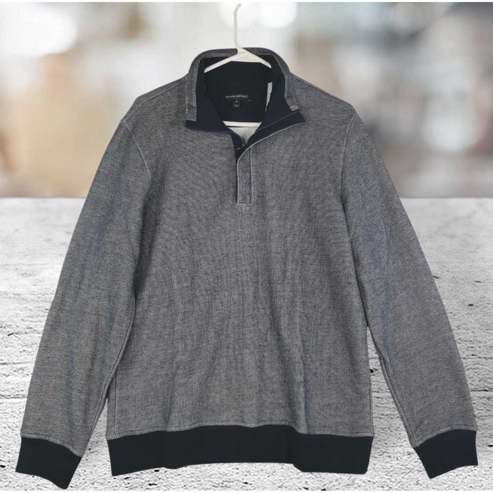 Banana Republic Men's Blue 1/4 Zip Long Sleeve Sweater Size M P2P 22 in